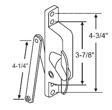 STB Jalousie Window Operator, Non-handed, Aluminum,  4-1/4" Arm, for Crown Windows