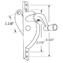 STB Jalousie Window Operator, Right Hand, Aluminum, 1-1/4" Arm