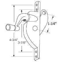 STB Jalousie Window Operator, Left Hand, Aluminum, 1-1/4" Arm