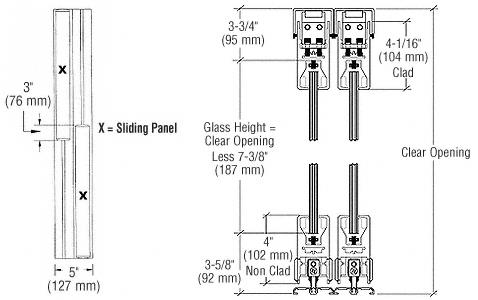 CRL Black XX Format Sliding Door Entrance System - 4" Top and Bottom Square Rail