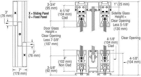 CRL XOX Polished Stainless Steel SSR 4" Square Sliding Door System