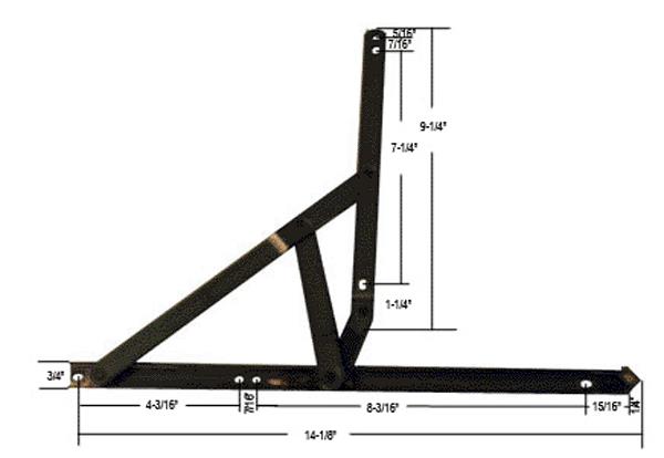 CRL 14" 4-Bar Standard Duty Stainless 90 Degree Window Hinge