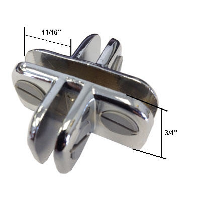 Chrome 4-Way Metal Adjustable Glass Display Connector for 1/8", 3/16" and 7/32" Glass