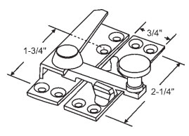 STB Fastener and Keeper, Solid Cast Brass, 2-1/4" Screw Holes