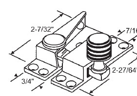 STB Straight Arm Fastener and Keeper, Solid Cast Brass, Brass Finish, 2-7/32" Screw Holes