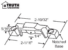 STB Hung and Sliding  Keepers, Face Mounted, Beige, 2-1/16" Screw Holes
