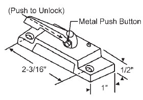 STB Push Button Lock, Zinc Die Cast, Black, 2-3/16" Screw Holes