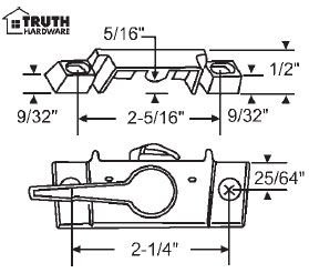 STB Sweep Lock and Keeper, Zinc Die Cast, White, 2-1/4" Screw Holes