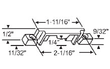 STB Hung and Sliding Keepers, Face Mounted, Beige, 2-1/16" Screw Holes