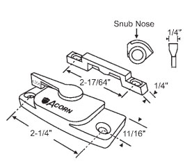 STB Sweep Lock and Keeper, White, 2-1/4" Screw Holes
