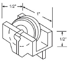 STB Window Roller Assembly, Nylon Wheel, 23/32" Diameter - Package