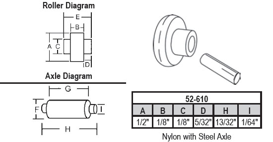 STB Sliding Window Replacement Roller, Nylon Wheel, with Axle, 1/2" Diameter - Package