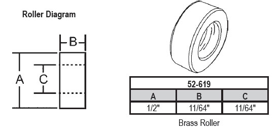 STB Sliding Window Replacement Roller, Brass Wheel, 1/2" Diameter - Package