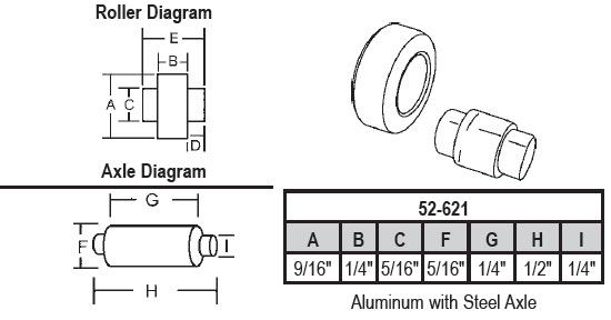 STB Sliding Window Replacement Roller, Aluminum Wheel, with Axle, 9/16" Diameter - Package
