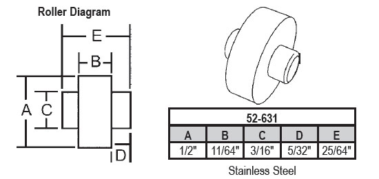 STB Sliding Window Replacement Roller, Stainless Steel Wheel, with Fixed Axle, 1/2" Diameter - Package