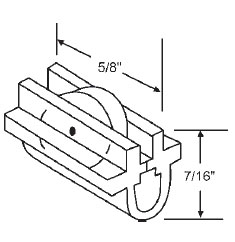 STB Window Roller Assembly, Nylon Wheel, 15/32" Diameter - Package