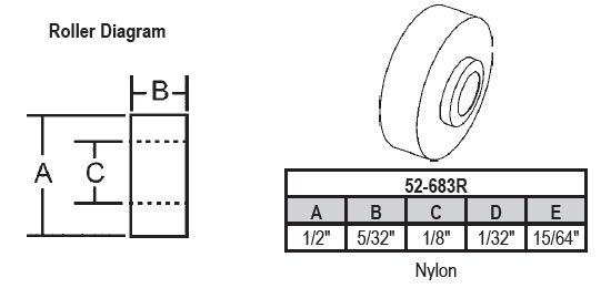 STB Sliding Window Replacement Roller, Nylon Wheel, 1/2" Diameter - Package