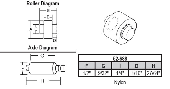 STB Sliding Window Replacement Roller, Nylon Wheel, with Axle, 1/2" Diameter - Package