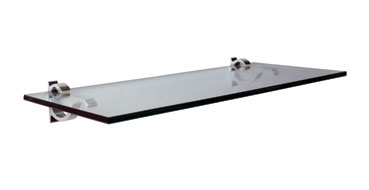 6" x 24" Clear Glass Shelf with Black Curve Designer Clip Kit