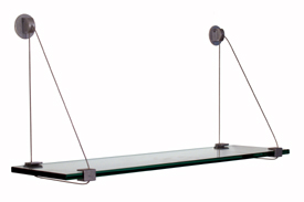 6" x 36" Cable Glass Shelf Kit with Satin Aluminum Brackets
