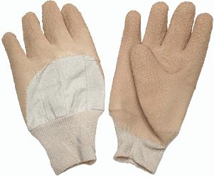 Knit Wrist Wrinkle Finish Natural Rubber Palm Gloves