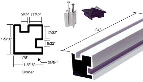 CRL 24" Bright Anodized Aluminum Corner Post