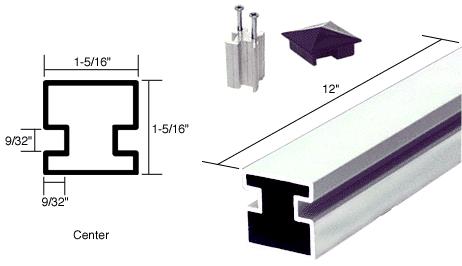 CRL 12" Buffed Bright Anodized Aluminum Center Post