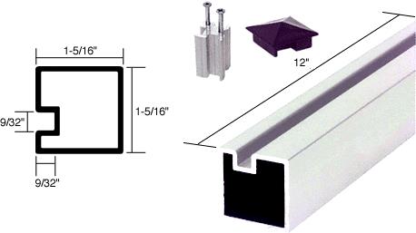 CRL 12" Buffed Bright Anodized Aluminum End Post