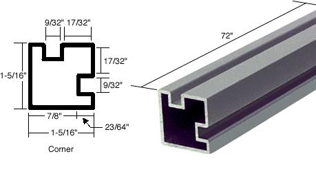 CRL Satin Anodized Corner Post Extrusion - 72 inch Long