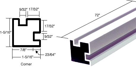 CRL Bright Anodized Corner Post Extrusion - 72 inch Long