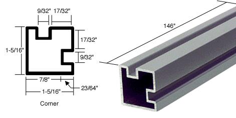 CRL Satin Anodized Corner Post Extrusion - 12 ft Long