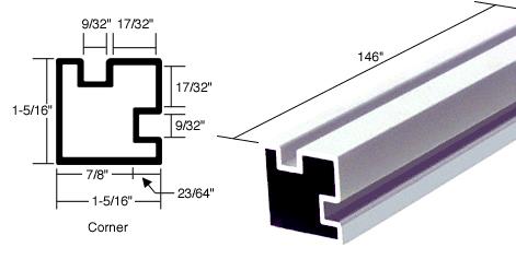CRL Bright Anodized Corner Post Extrusion - 12 ft Long