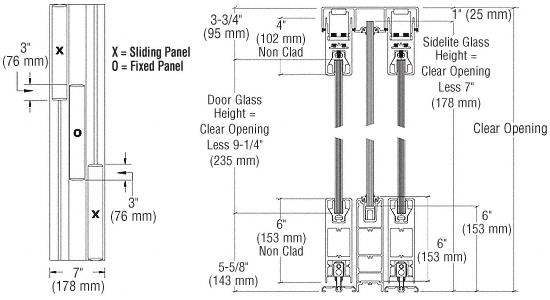 CRL XOX Dark Bronze Anodized SSR 6" Bottom and 4" Top Rail Square Sliding Door System