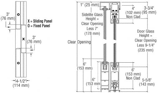 CRL OXO Dark Bronze Anodized SSR 6" Bottom and 4" Top Rail Square Sliding Door System