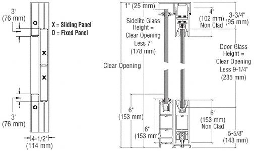 CRL OXXO Brushed Stainless Steel SSR 6" Bottom and 4" Top Rail Square Sliding Door System