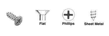 6 x 1" Flat Head Phillips Sheet Metal Screws with Dark Bronze Head - Pack of 120