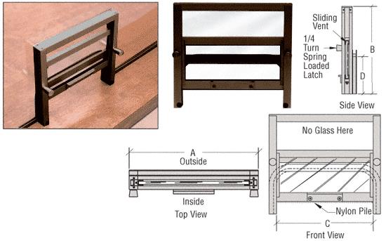 CRL Vertical Sliding Duranodic Bronze Finish Ticket Window with 8-1/4" x 3-1/2" Opening