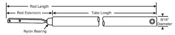 STB Window Balance, Tubular, Non-Tilt, Extended Rod, Red Bushing - 12"