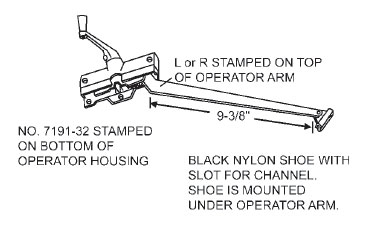 STB Casement Window Operator Assembly, Left Hand, Stone, 9-3/8" Arm