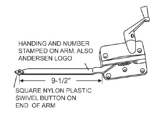 STB Casement Window Operator, Right Hand, Bronze, 9-1/2" Arm