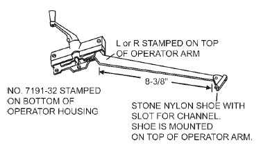 STB Casement Window Operator, Left Hand, Stone, 8-3/8" Arm