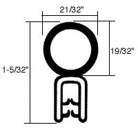 CRL Vertical Bulb Trim Seal - Flange Size:  .090 in to .120 in