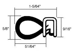 CRL Oversize Bulb Trim Seal - Flange Size:  .090 in to .120 in