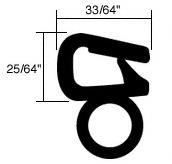CRL Horizontal 3/8 in Bulb Trim Seal  - Flange Size: .060 in to .170 in