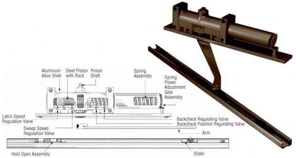 CRL Dark Bronze Norton 7900 Series Hold Open Left Hand Exterior Door Closer - REPLACEMENT PART 7900BF1HLDU