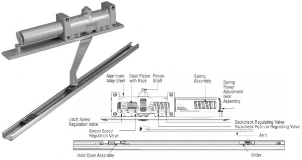 CRL Aluminum Norton 7900 Series Hold Open Right Hand Exterior Door Closer