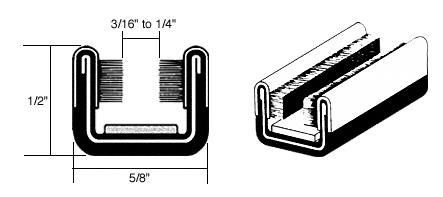 CRL 96" Flexible 5/8" x 1/2" Unbeaded Glass Run Channel for International Diamond-T and Red Trucks - 96 in long