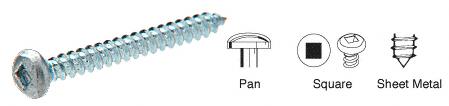 CRL 8 x 1" Square Drive (Robertson) Pan Head Sheet Metal Screws - Package of 100