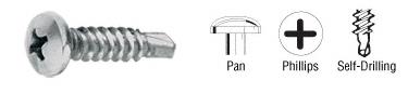 CRL Brushed Stainless 8-18 x 3/4" Self-Drilling Pan Head Phillips Screw - Package of 100