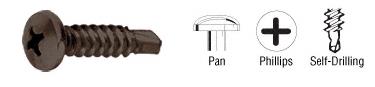 CRL Dark Bronze 8-18 x 3/4" Self-Drilling Pan Head Phillips Screw